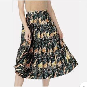 J. Crew | NWOT Navy Blue Pleated Giraffe Midi Skirt